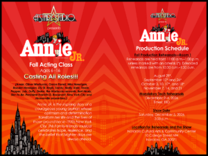 Flyer for Annie Jr Acting classes for Astarz Studio.
