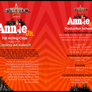 Flyer for Annie Jr Acting classes for Astarz Studio.